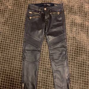 DL1961 Runway Collection Skinny Coated Moto Jeans